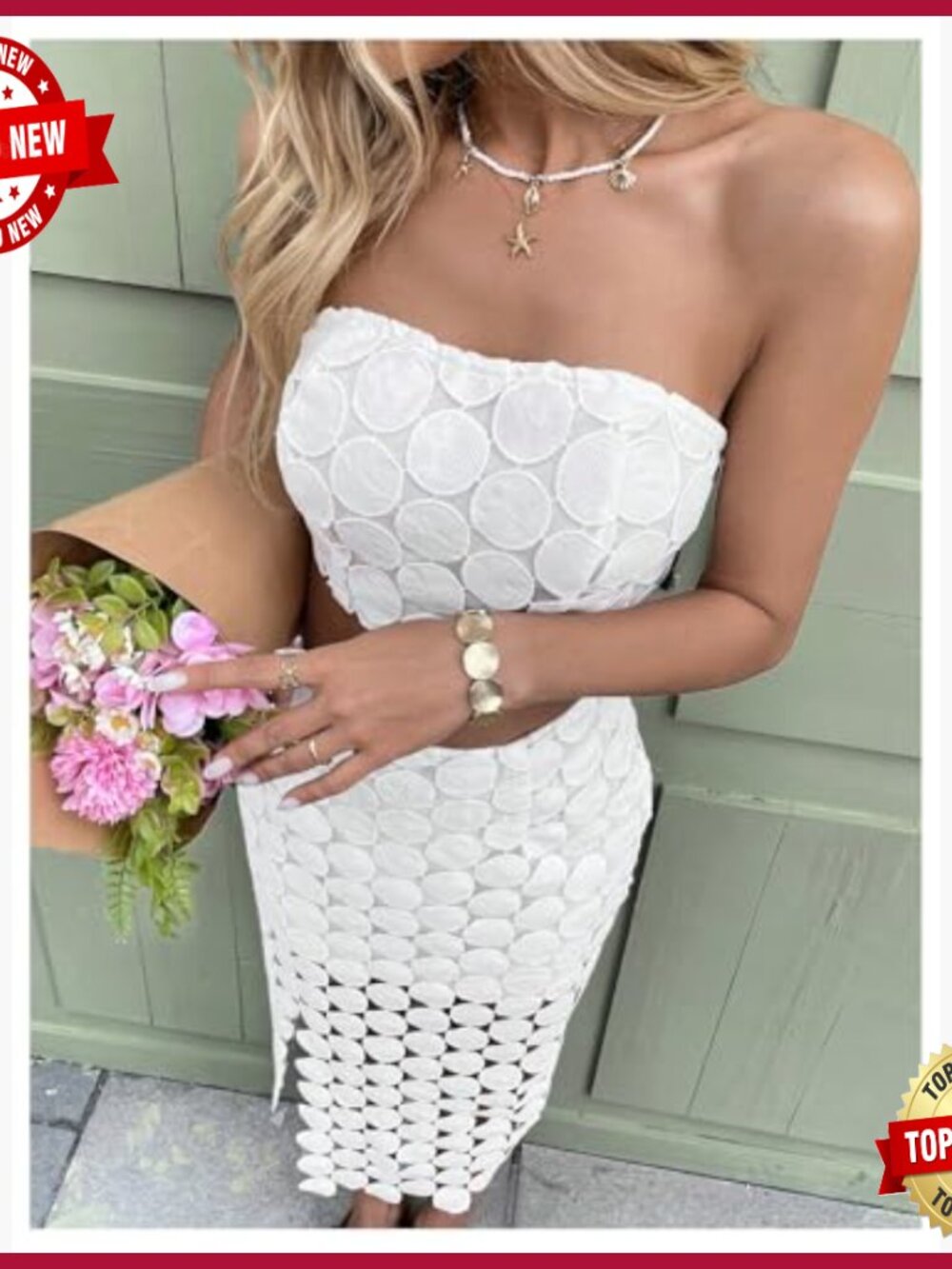 Summer 2 Piece Set Tie Back Crop Tube Top Maxi Skirt Vacation Outfit - Picture 3 of 5